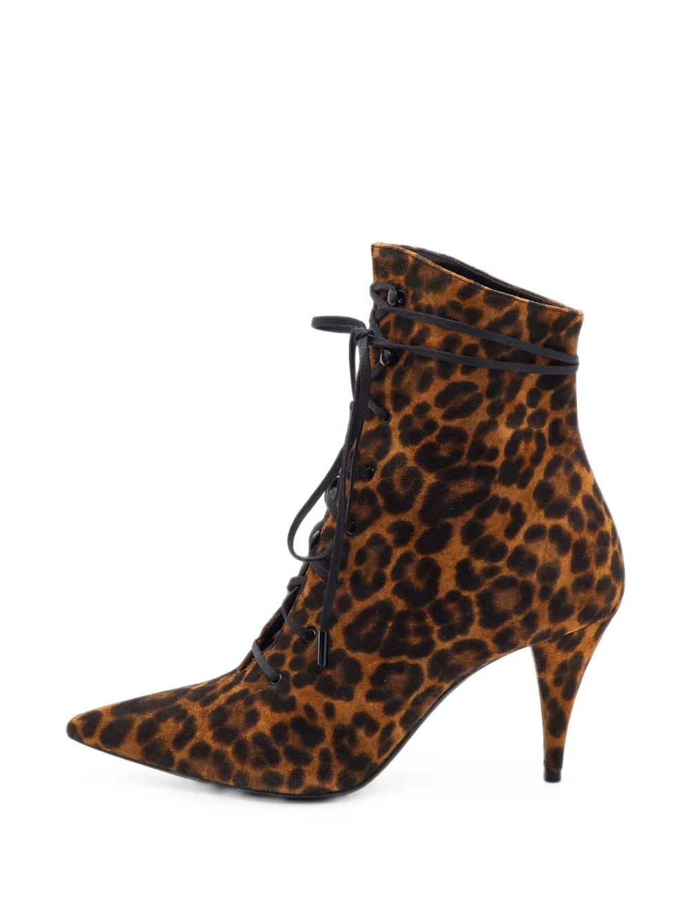 Saint Laurent Pre-Owned Kiki leopard-print ankle boots - Braun