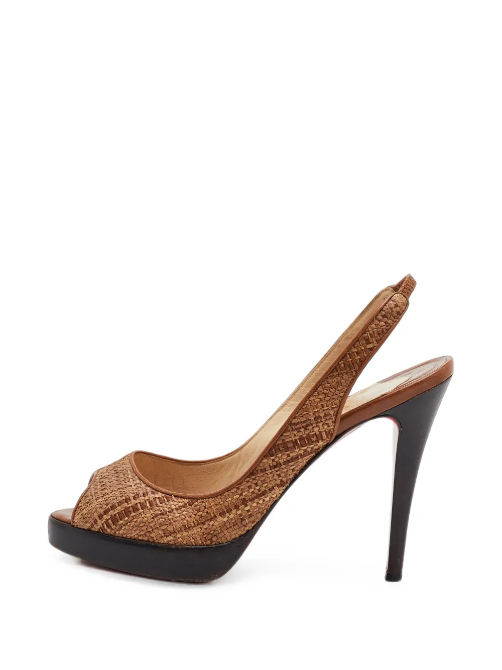 Christian Louboutin Pre-Owned 2019 woven platform slingback pumps - Braun
