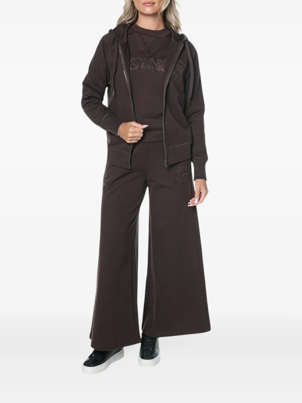 Armani Exchange logo-embroidered zip-up hoodie Bruin