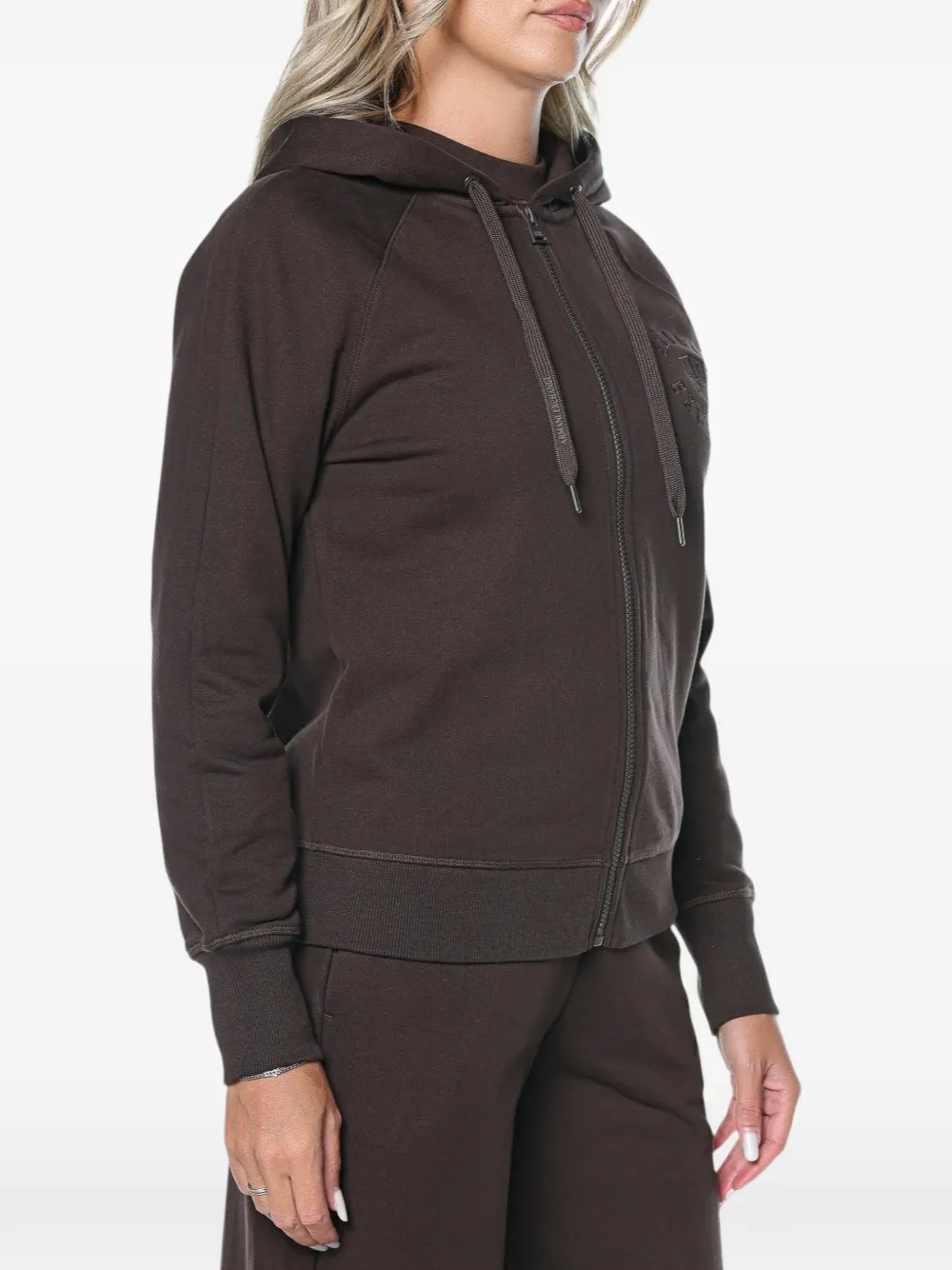 Armani Exchange logo-embroidered zip-up hoodie Bruin