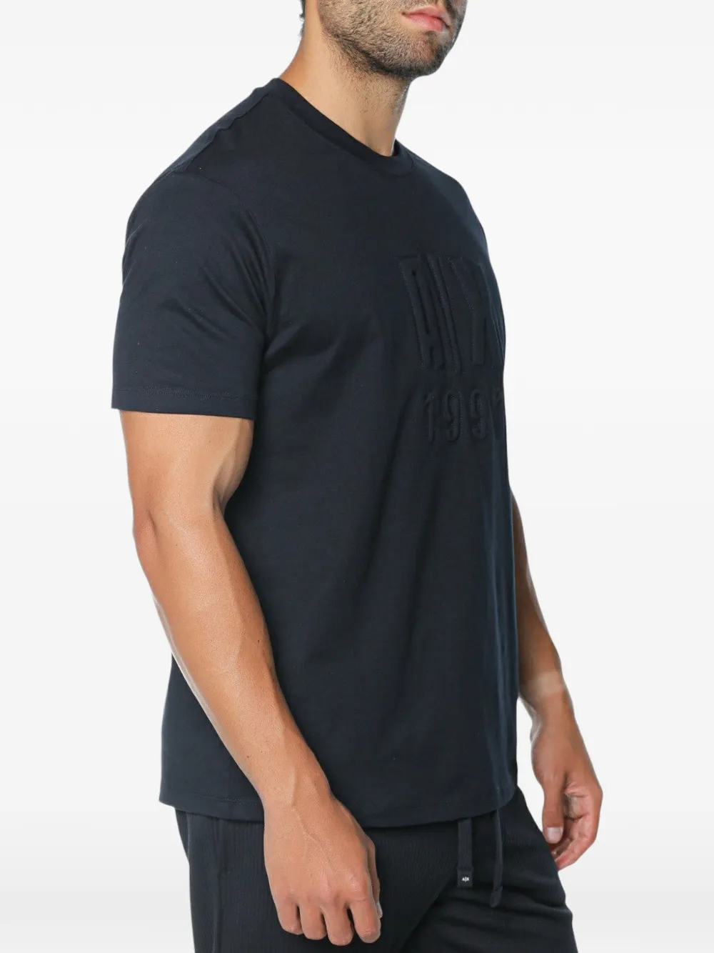 Armani Exchange embossed-logo T-shirt Blauw