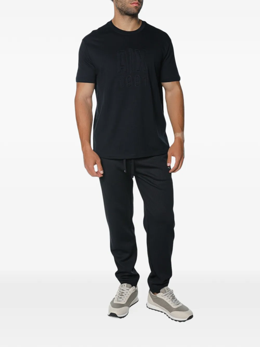 Armani Exchange embossed-logo T-shirt Blauw