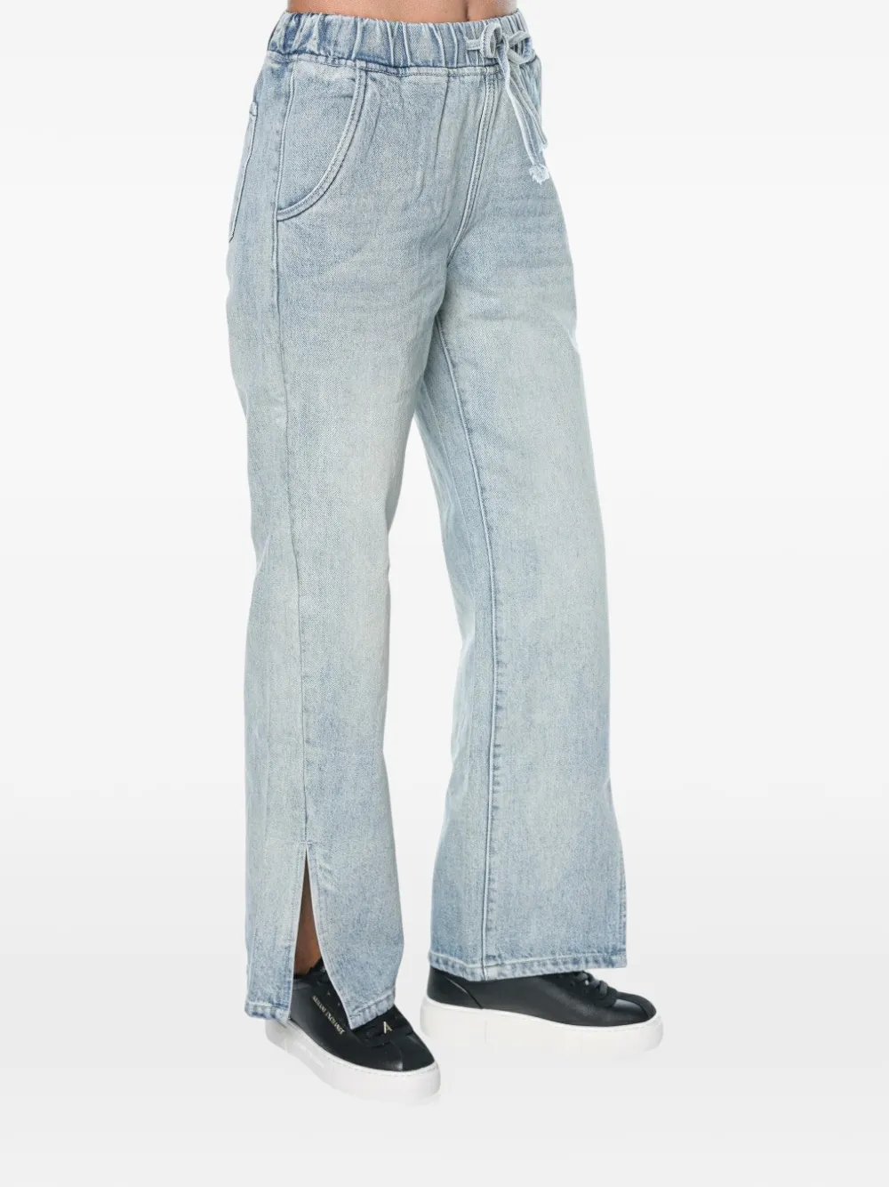One Teaspoon Roadhouse jeans met wijde pijpen en trekkoord Blauw