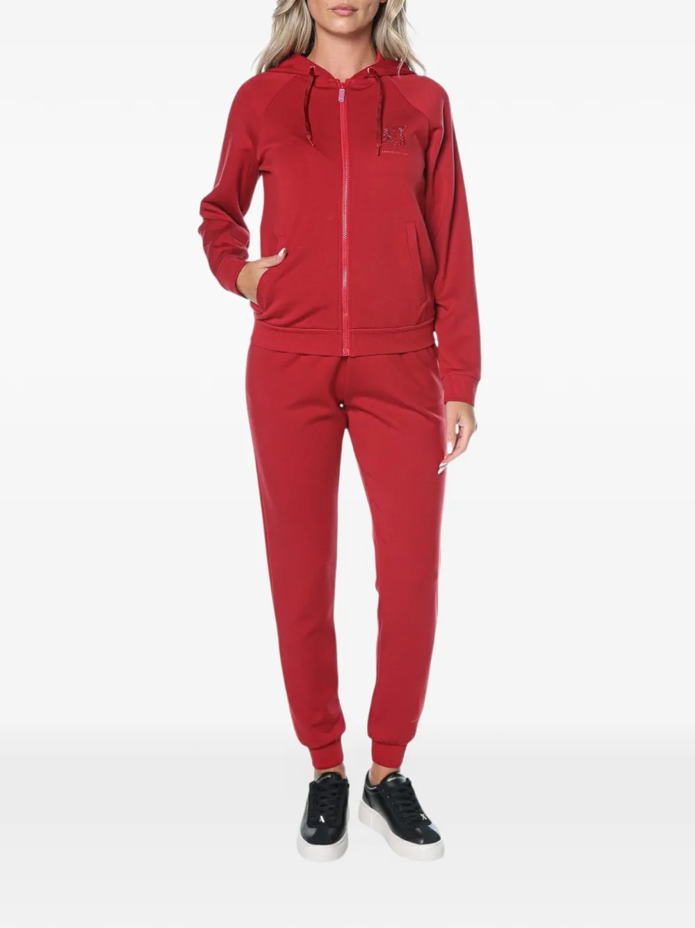 Armani Exchange logo-embellished zip-up hoodie Rood
