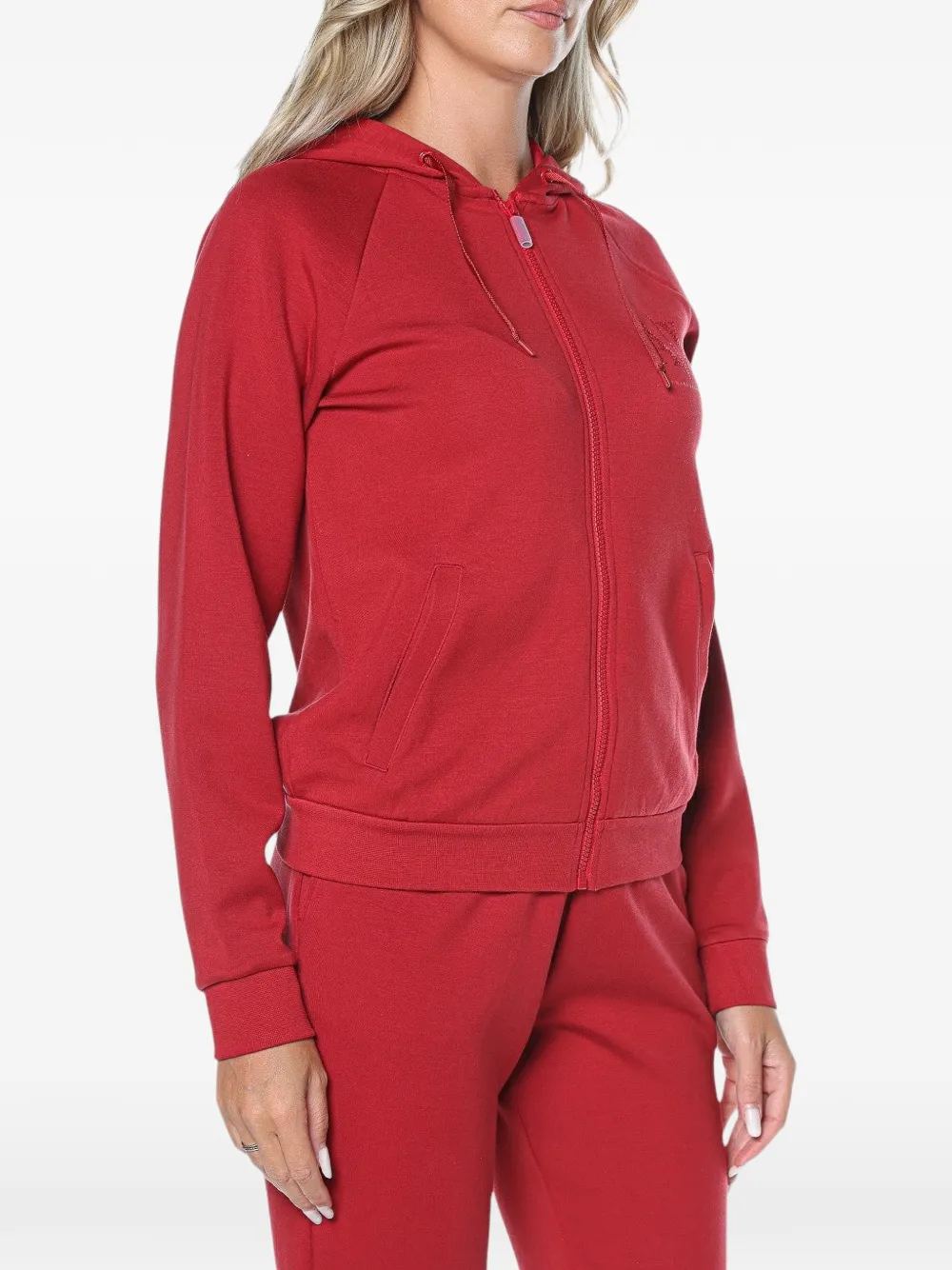 Armani Exchange logo-embellished zip-up hoodie Rood