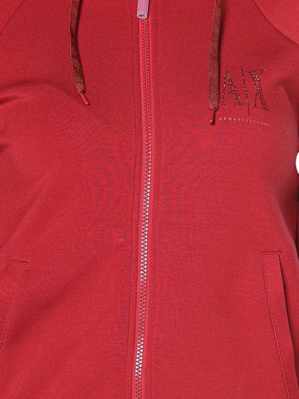 Armani Exchange logo-embellished zip-up hoodie Rood