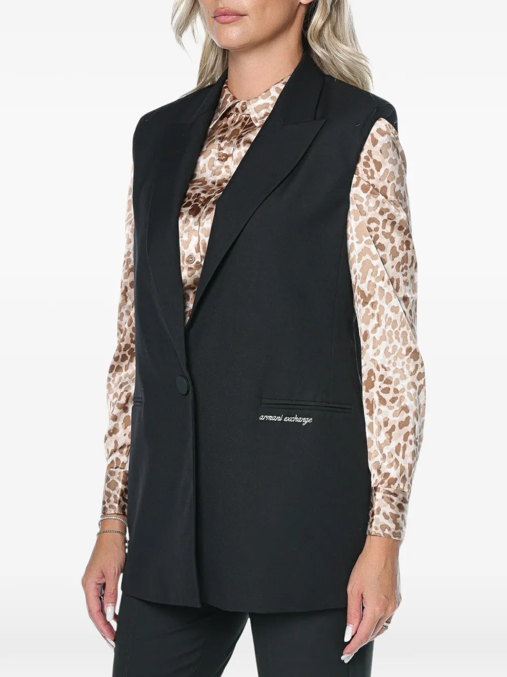 Armani Exchange single-breasted waistcoat Zwart