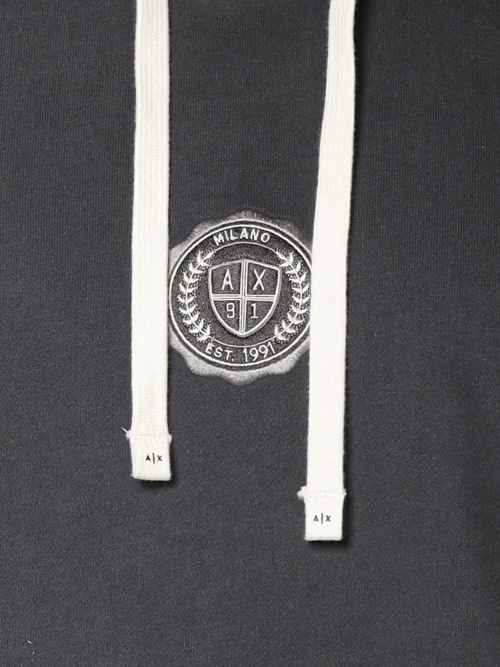Armani Exchange logo-patch drawstring hoodie Grijs