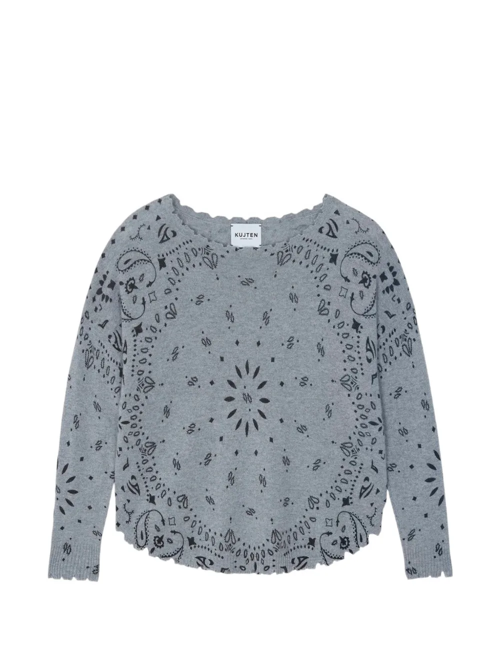 kujten paisley-print scalloped-edge sweater - Grau