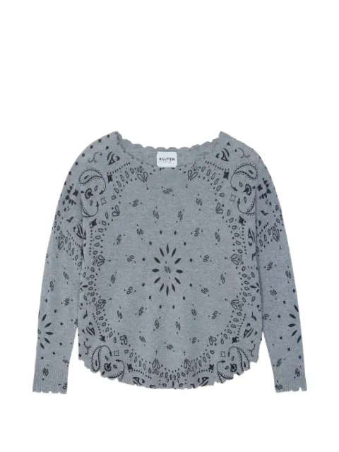 kujten paisley-print scalloped-edge sweater