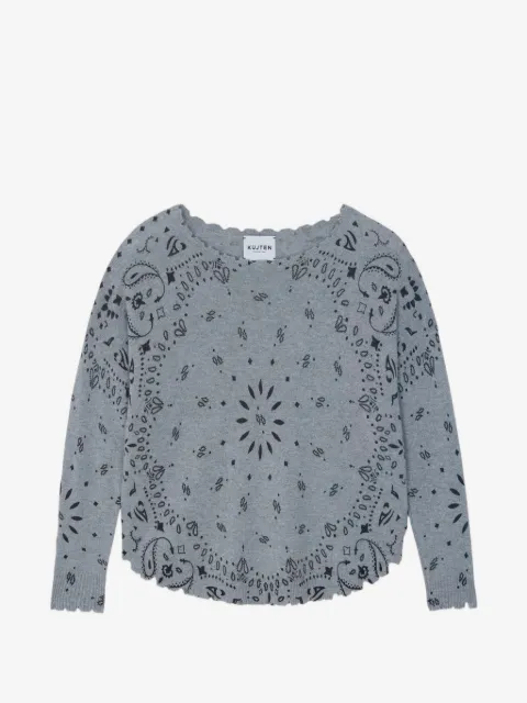 kujten paisley-print scalloped-edge sweater