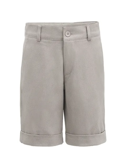 Moustache perforated-effect turn-up shorts
