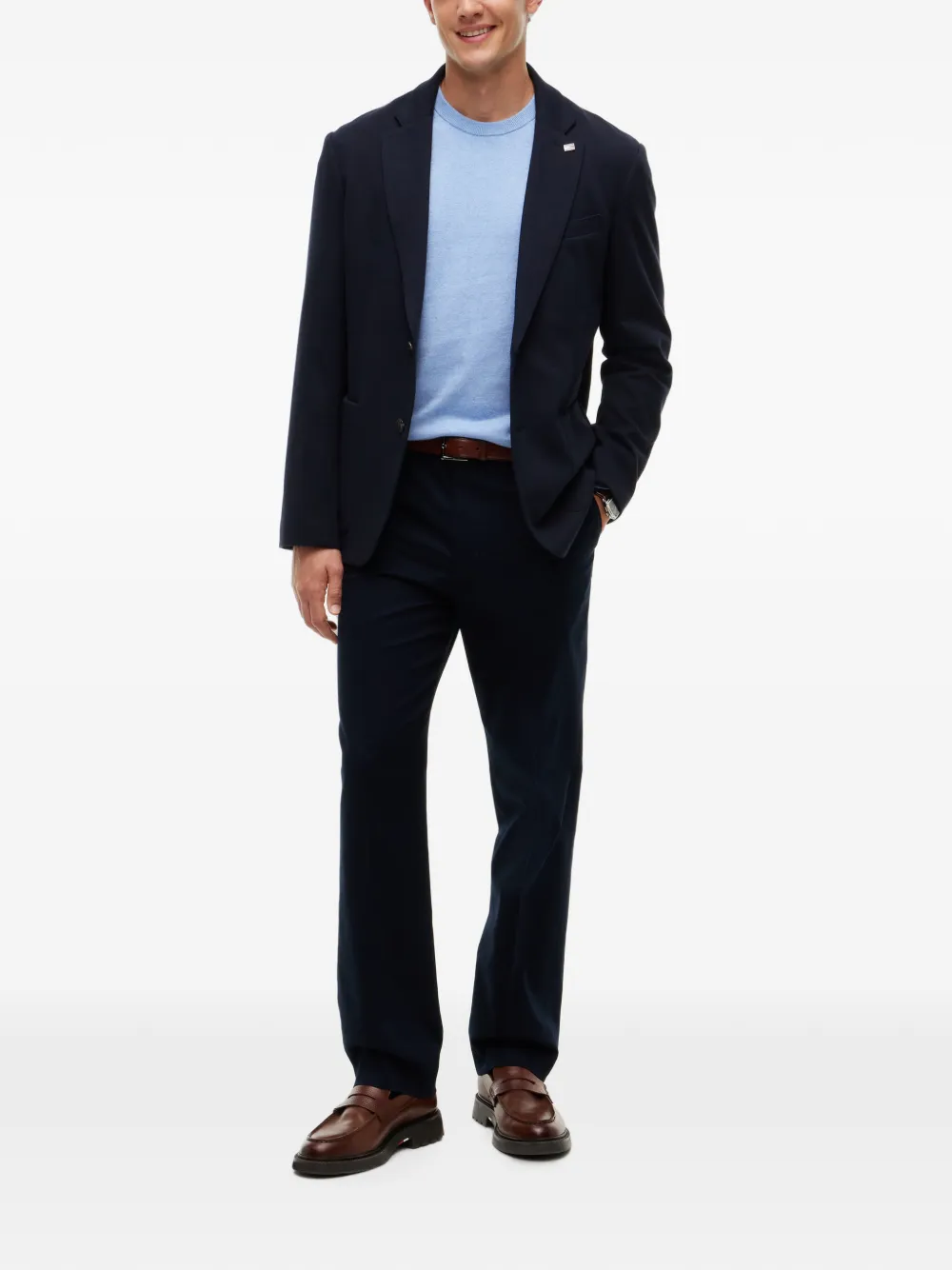 Tommy Hilfiger Trui met geborduurd logo en ronde hals Blauw
