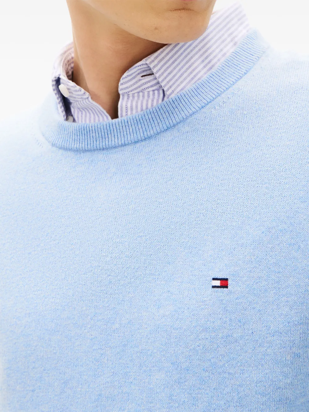 Tommy Hilfiger Trui met geborduurd logo en ronde hals Blauw