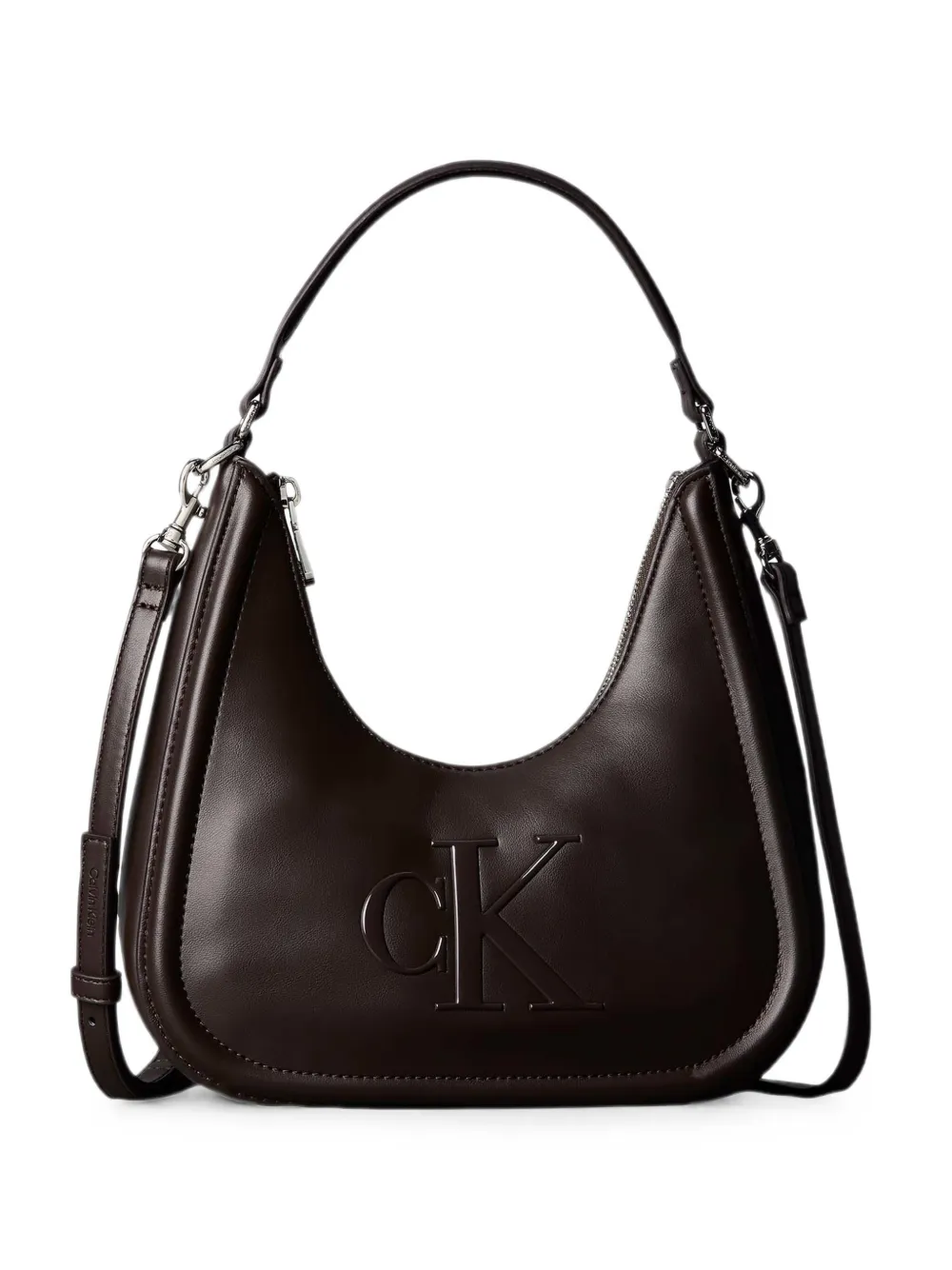 Calvin Klein Crescent logo-embossed shoulder bag - Marrone