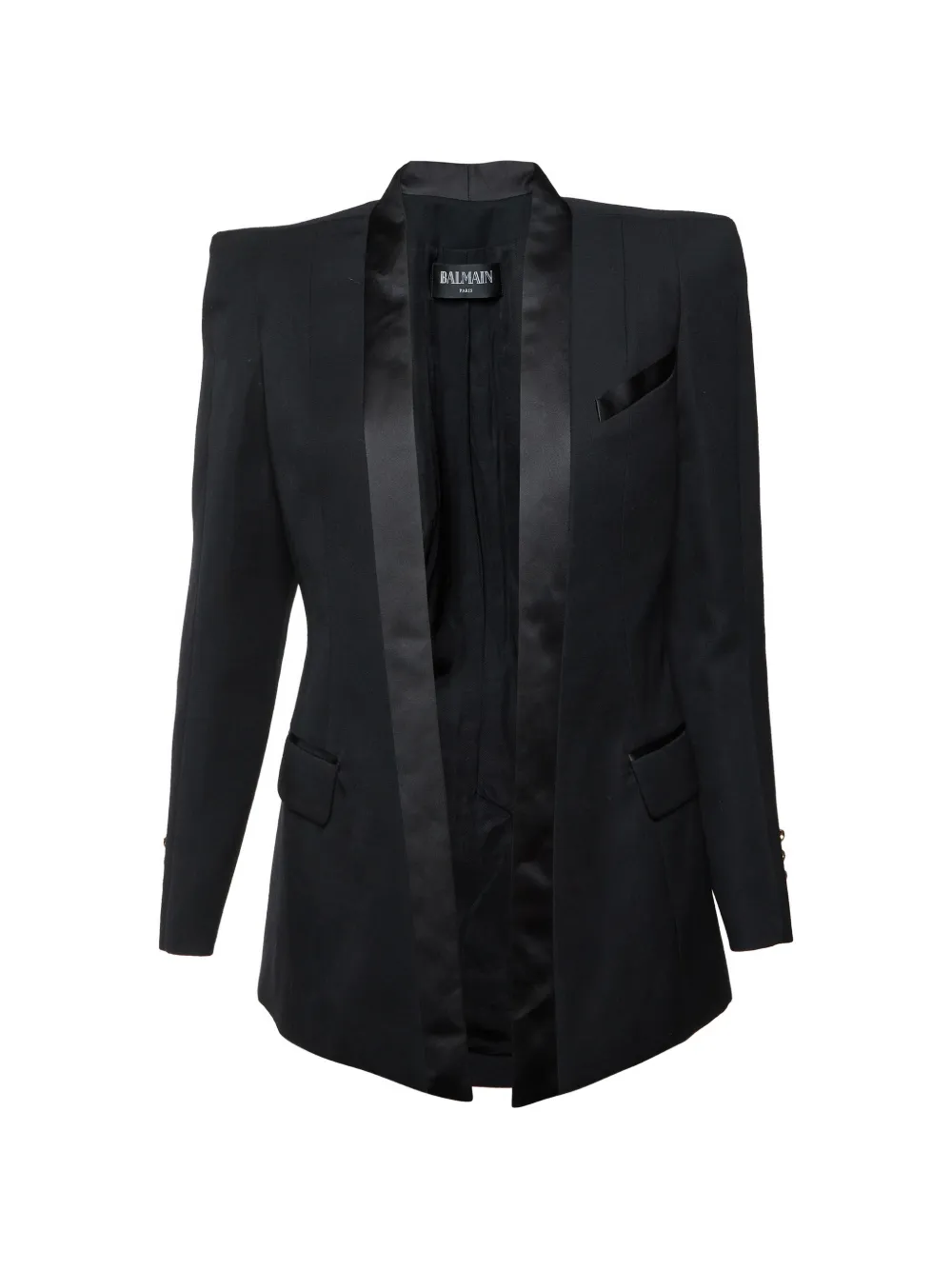 Balmain Pre-Owned Blazer mit Satin-Besatz - Schwarz