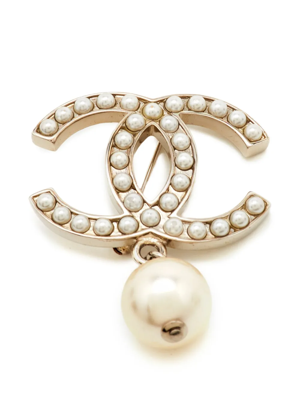 CHANEL Pre-Owned CC faux-pearl brooch - Oro