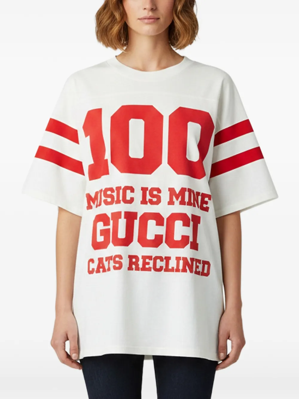 Gucci Pre-Owned Gucci 100 slogan-print T-shirt - Bianco