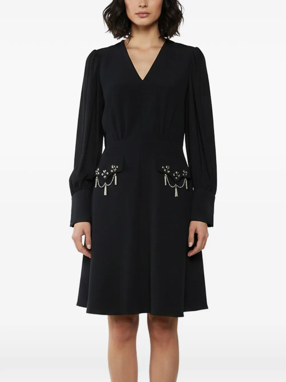Louis Vuitton Pre-Owned puff-sleeve silk mini dress - Nero