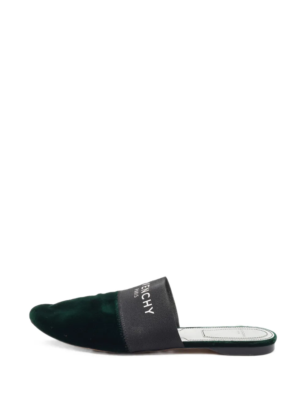 Givenchy Pre-Owned logo-strap velvet flat mules - Grün