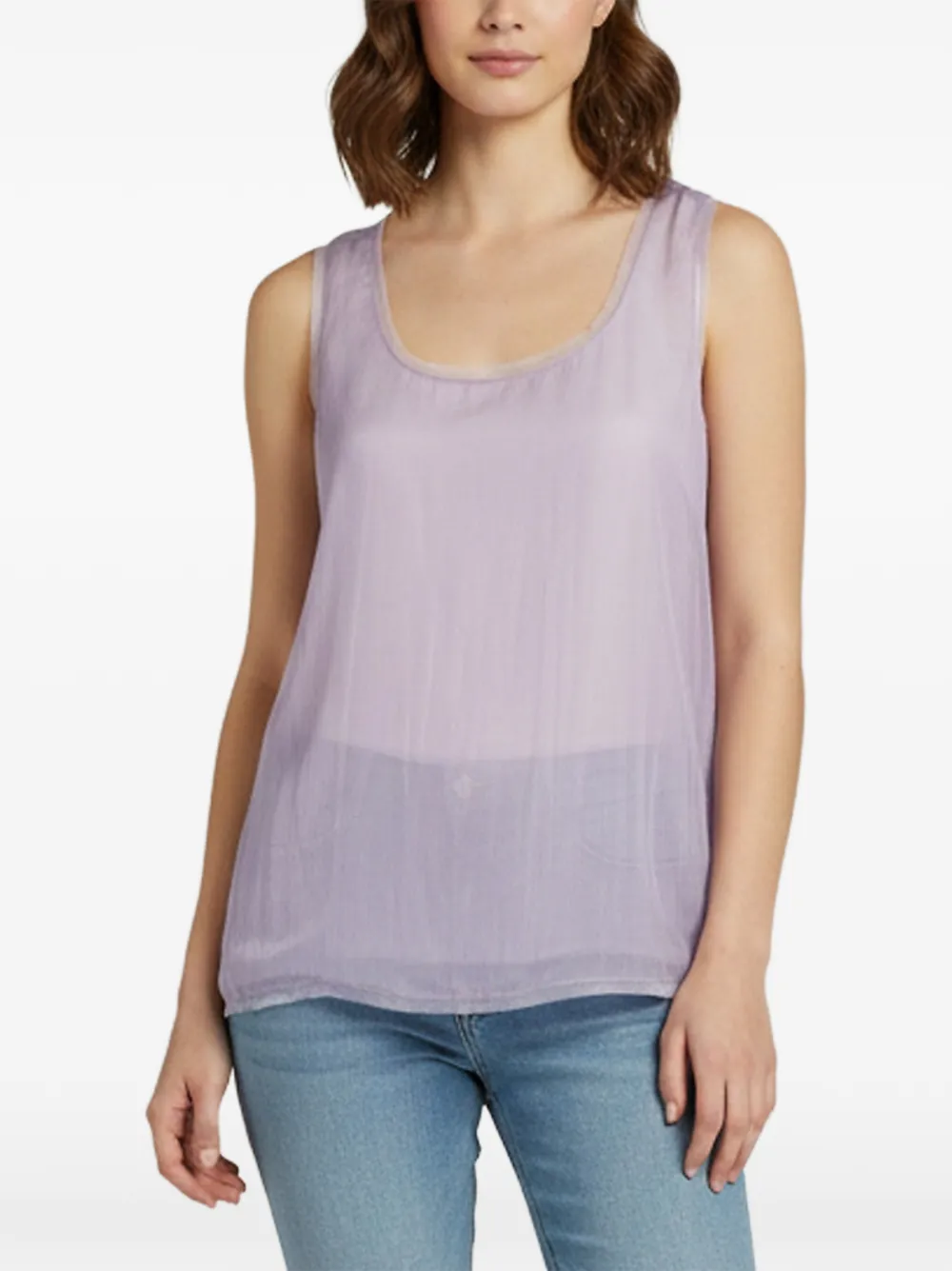 Burberry Pre-Owned Prorsum semi-sheer tulle-overlay tank top - Viola