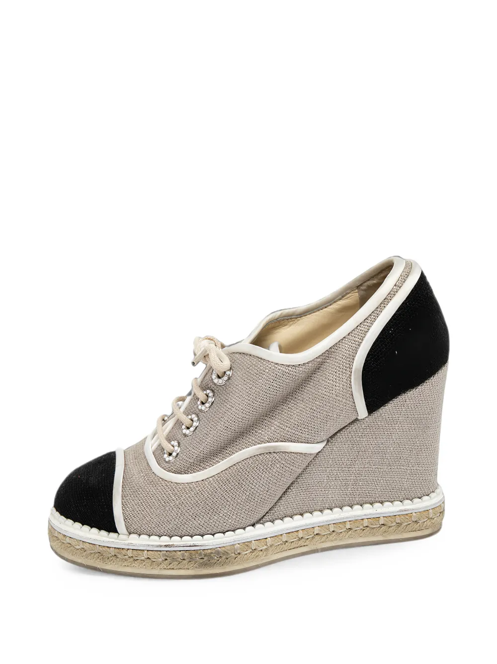 CHANEL Pre-Owned Wedge-Espadrilles mit Logo - Nude