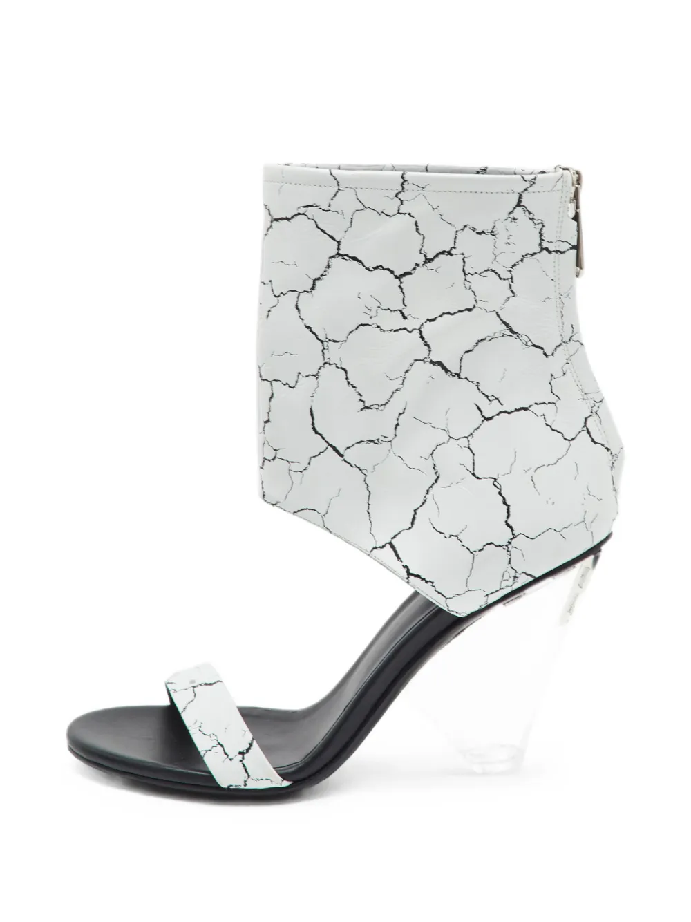Balmain Pre-Owned Carrara marble-print ankle-cuff sandals - Weiß