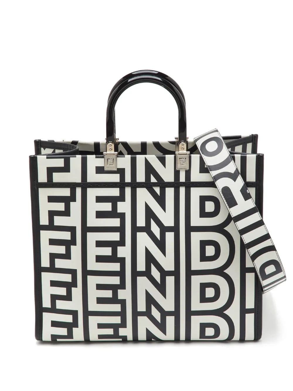 Fendi Pre-Owned x Marc Jacobs Borsa a mano Sunshine media con logo 2022 - Bianco