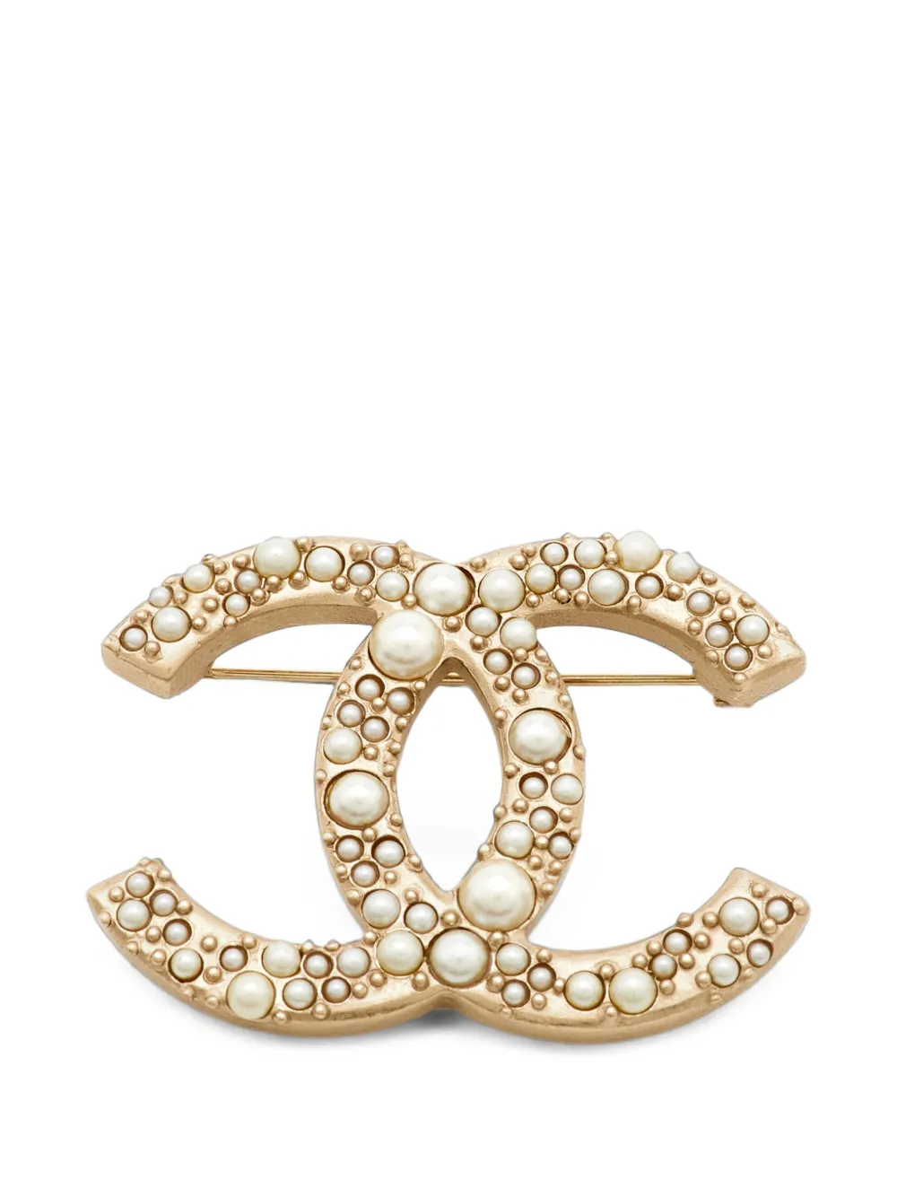 CHANEL Pre-Owned CC logo-motif faux-pearl brooch - Oro