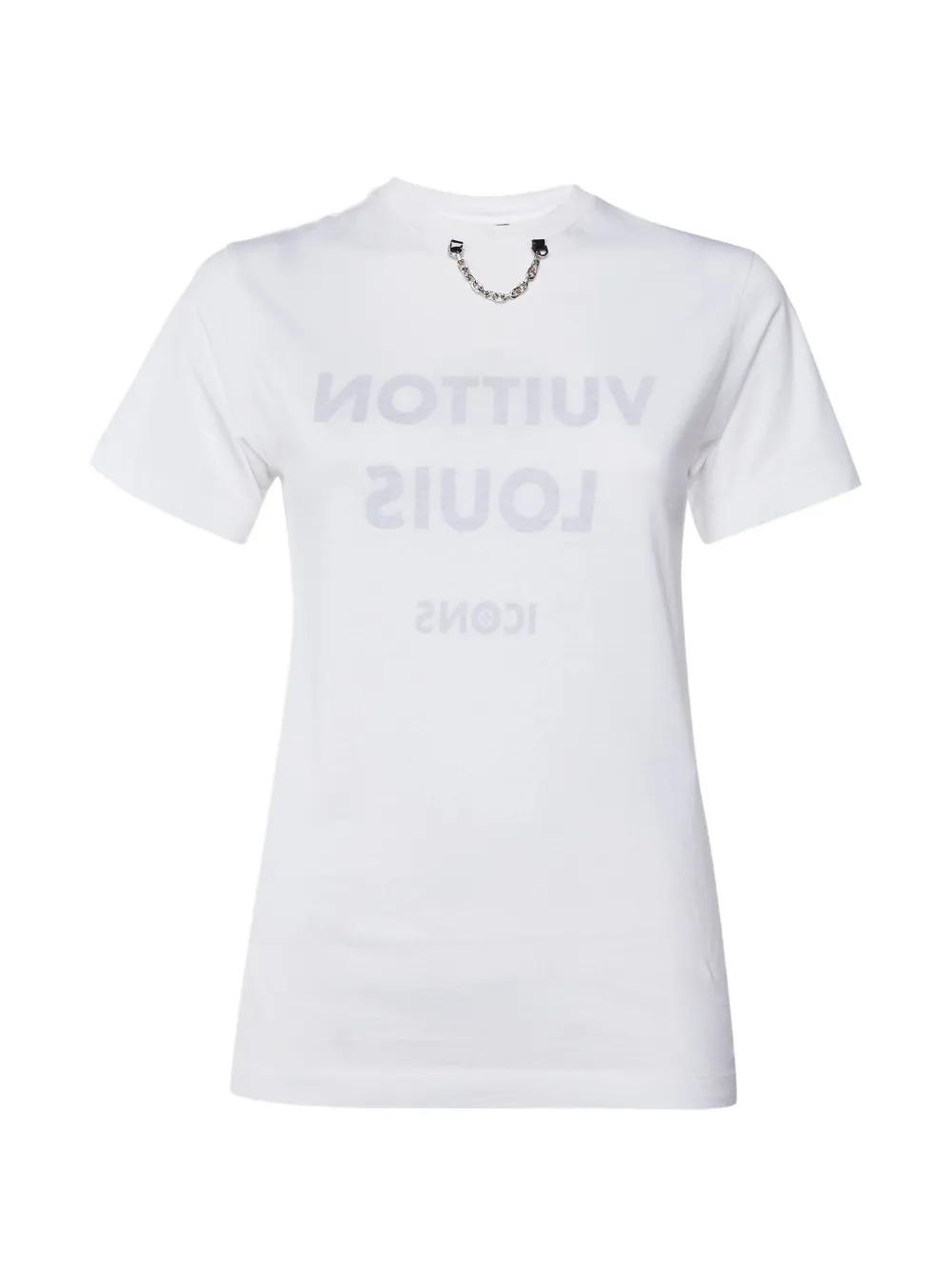 Louis Vuitton Pre-Owned chain-detail logo-print T-shirt - Bianco