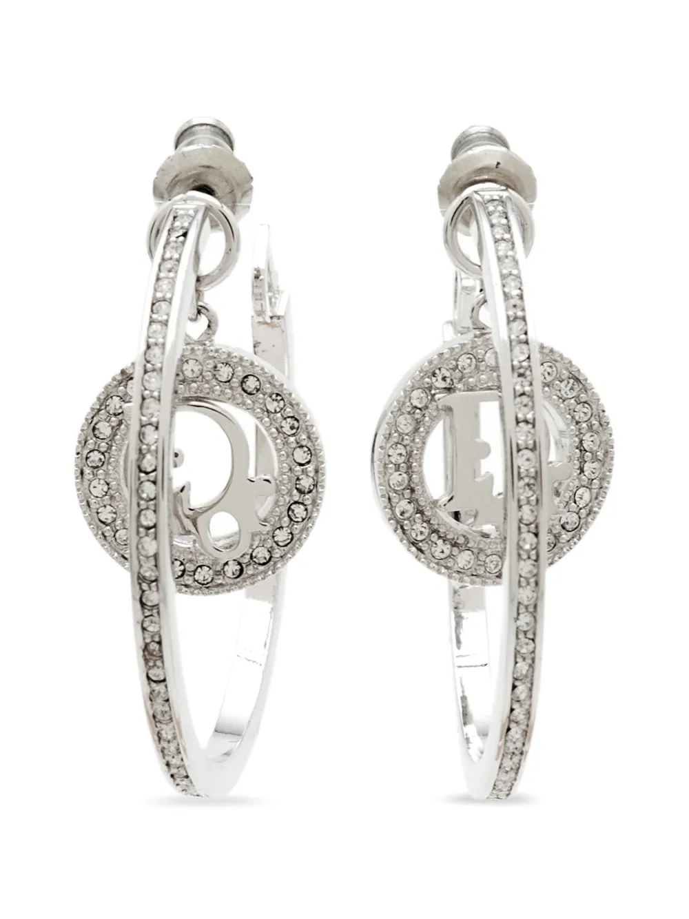 Christian Dior Pre-Owned Oblique Creolen mit Kristallen - Silber