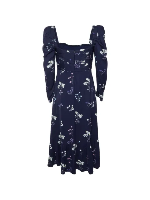 Self-Portrait vestido midi fruncido con motivo floral