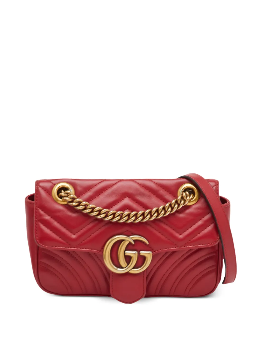 Gucci Pre-Owned GG Marmont foldover-top crossbody bag - Rosso