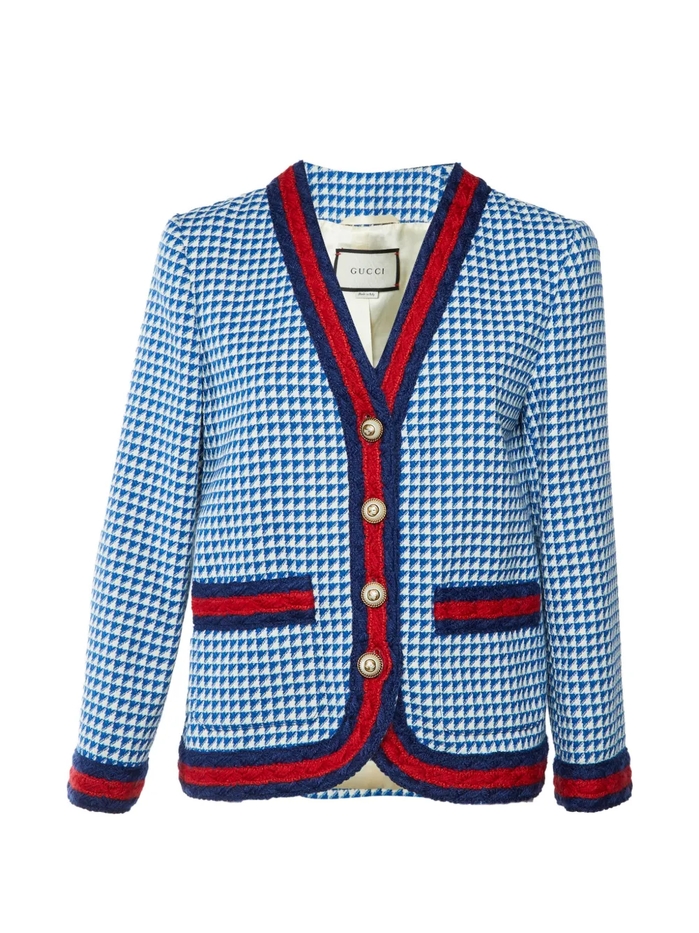 Gucci Pre-Owned 2017 patterned tweed jacket - Blu