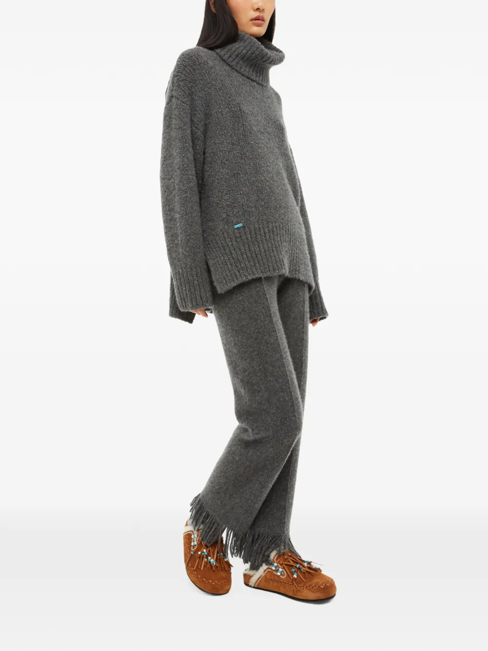 Alanui ribbed-knit roll-neck sweater Grijs