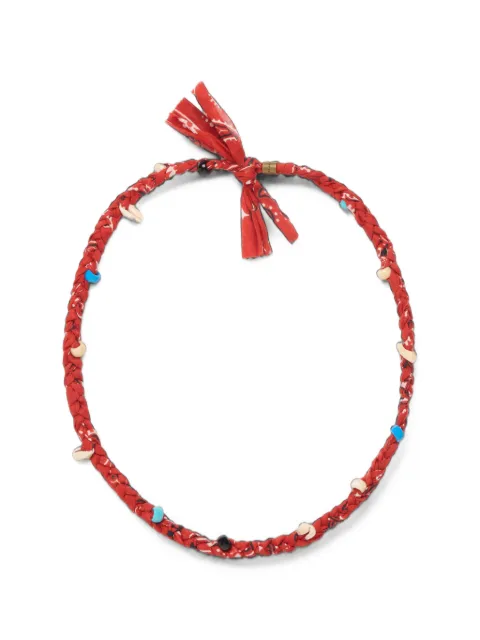 Alanui bead-embellished bandana-print necklace