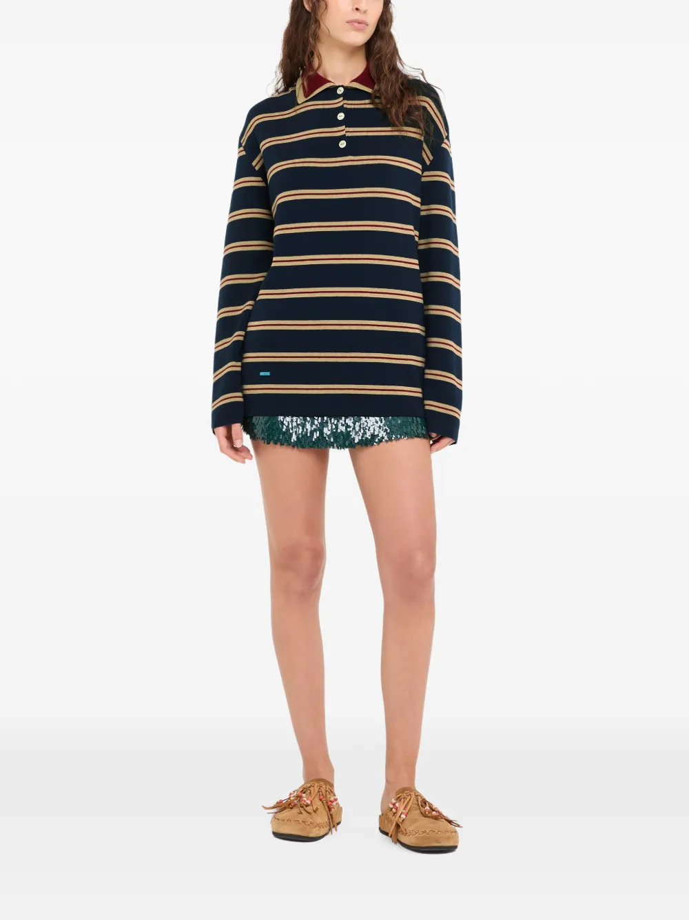 Alanui Gestreept poloshirt met dubbele kraag Blauw