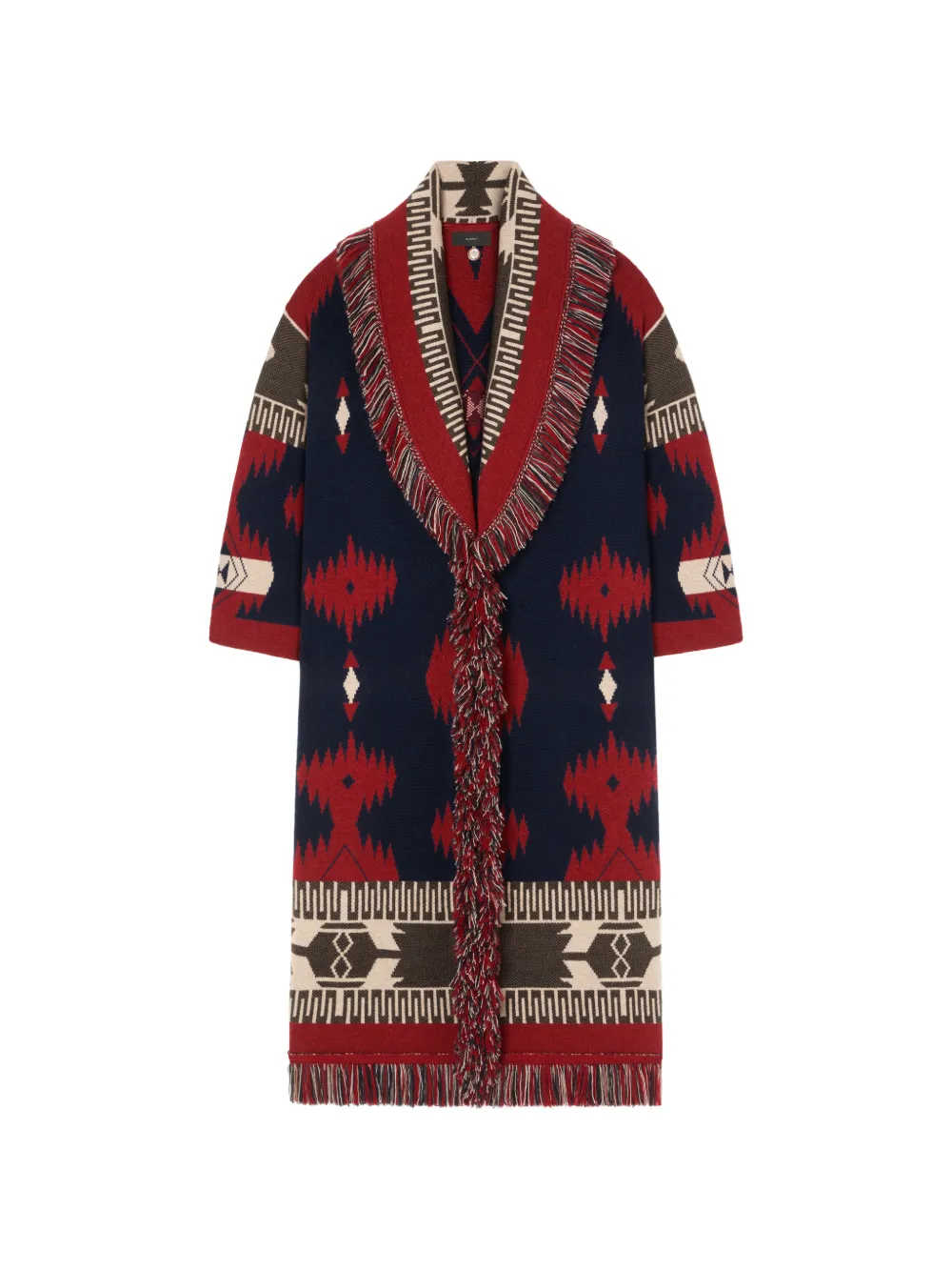Alanui Icon jacquard fringed coat - Blau