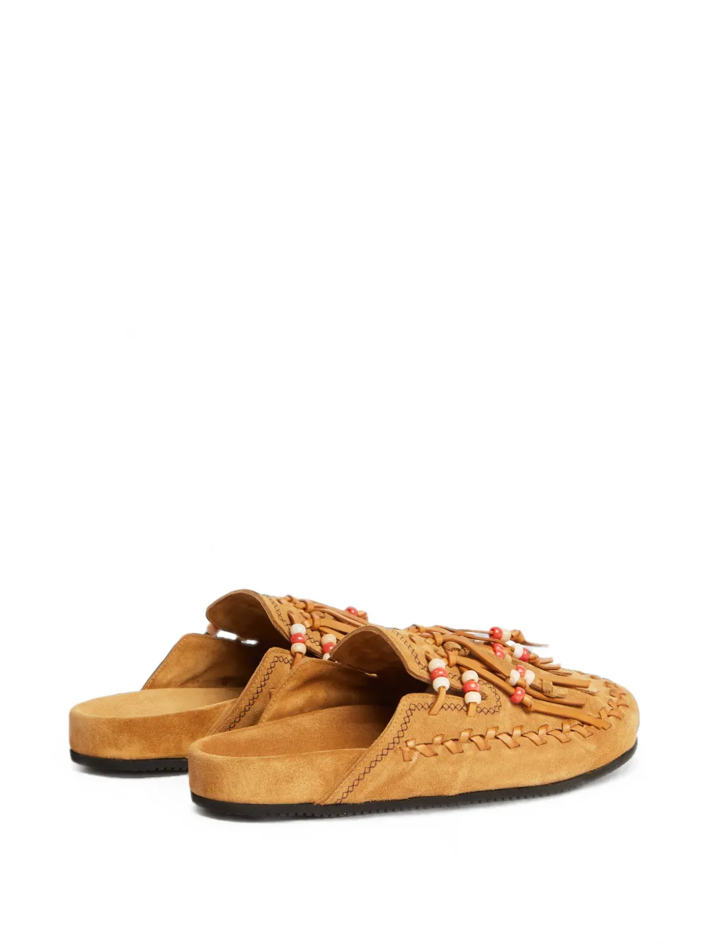 Alanui The Journey beaded fringed mules Beige