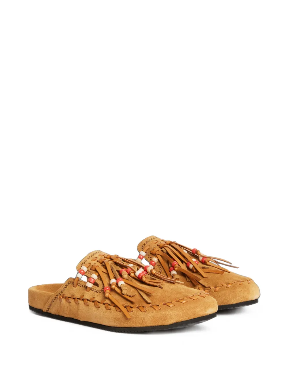 Alanui The Journey beaded fringed mules Beige