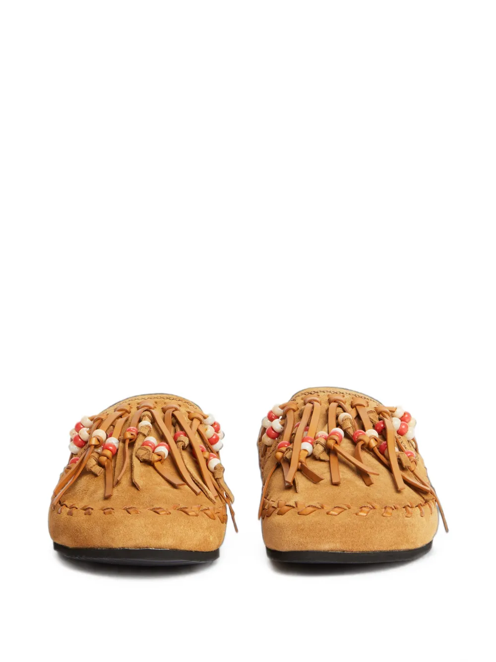 Alanui The Journey beaded fringed mules Beige