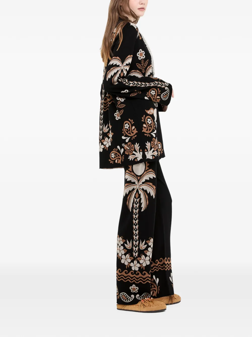 Alanui Island Roots Foulard gebreide broek met jacquard Zwart