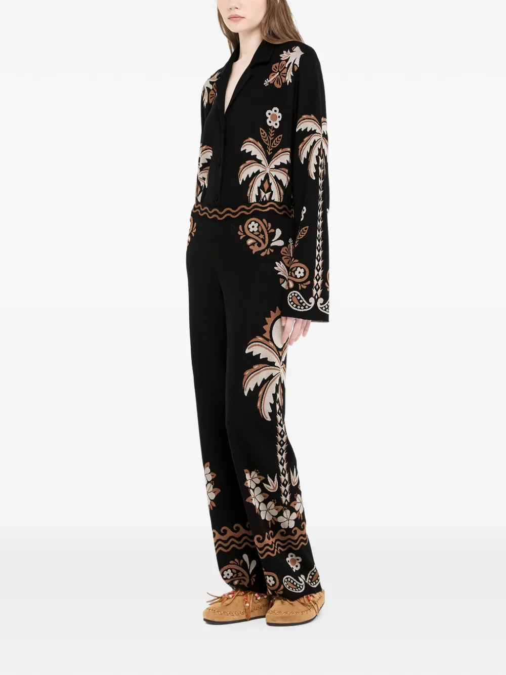 Alanui Island Roots Foulard gebreide broek met jacquard Zwart