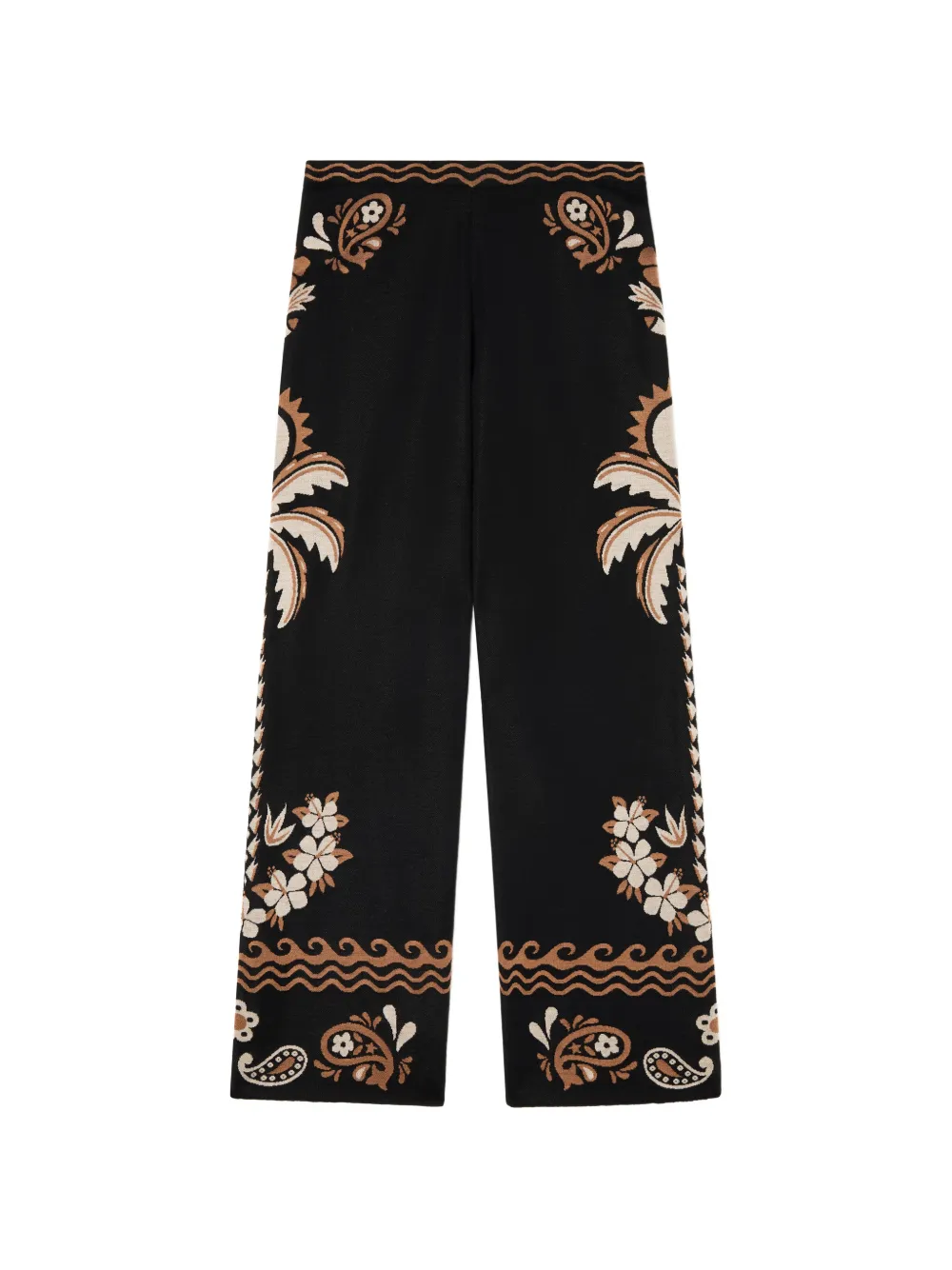 Alanui Island Roots Foulard jacquard-knit trousers - Nero