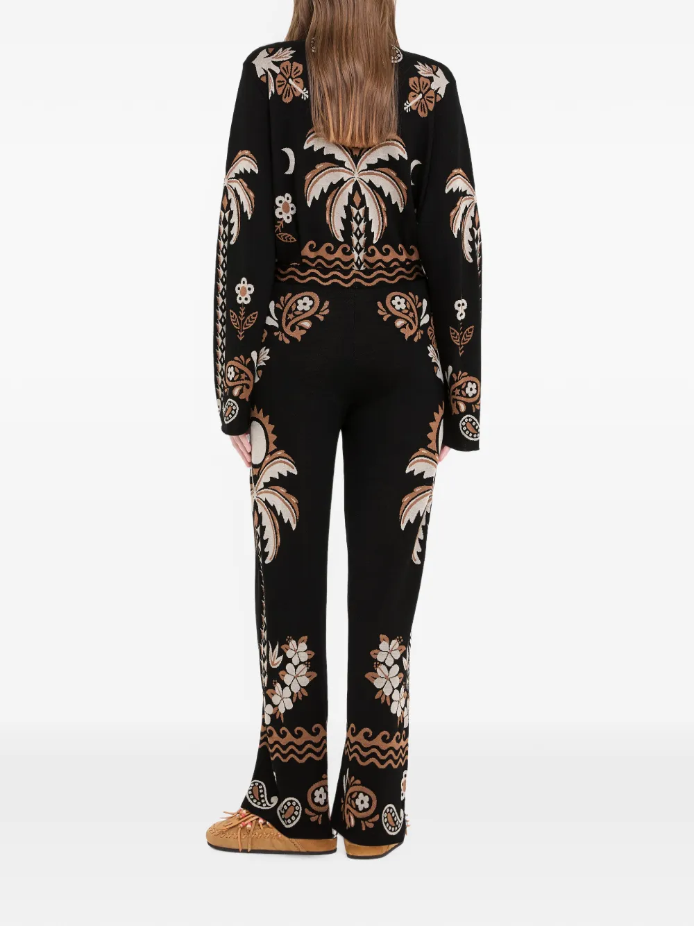 Alanui Island Roots Foulard gebreide broek met jacquard Zwart