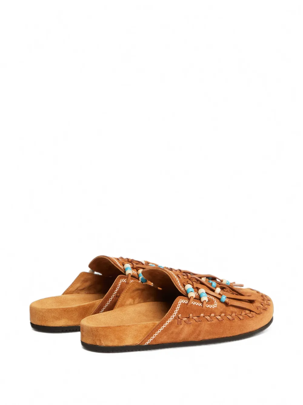Alanui The Journey beaded fringed mules Bruin