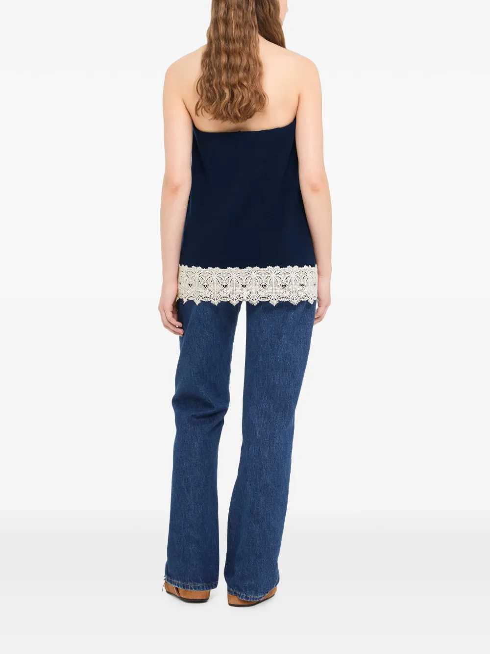 Alanui Strapless top met kanten afwerking Blauw