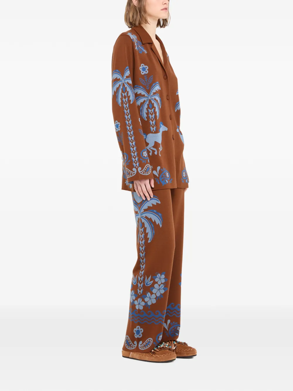 Alanui Island Roots gebreid blouse met jacquard Bruin