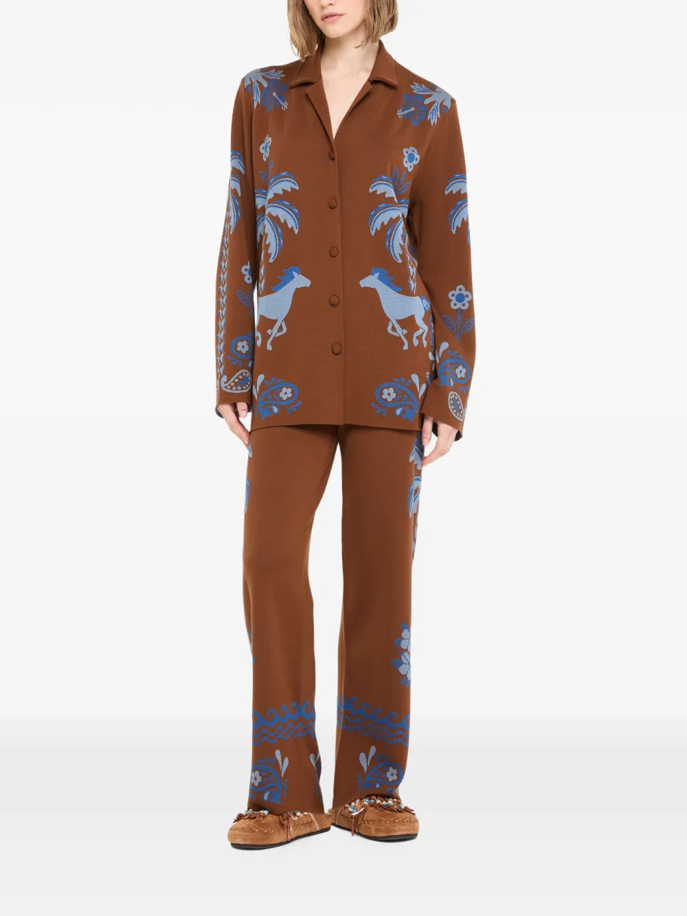 Alanui Island Roots gebreid blouse met jacquard Bruin