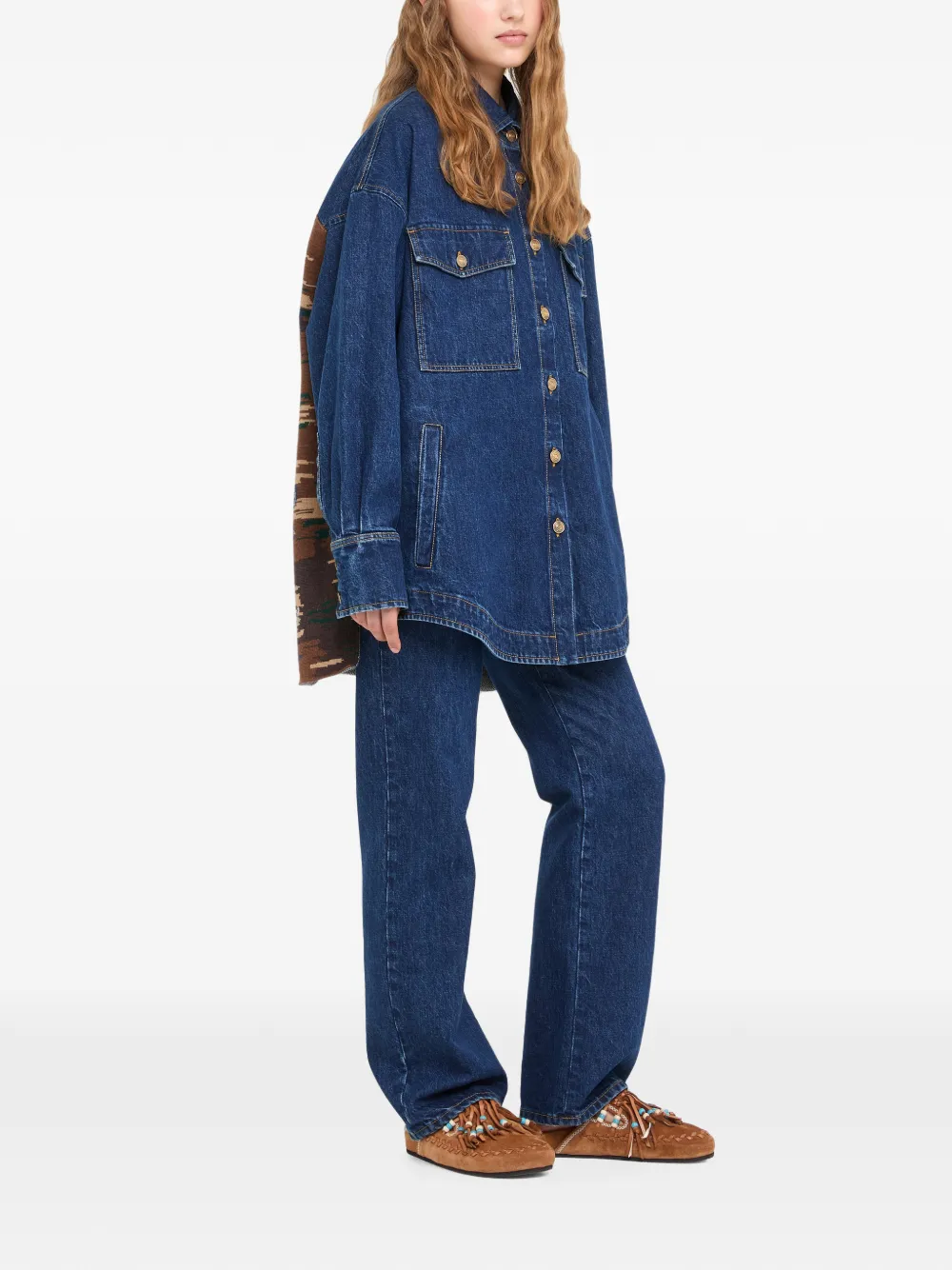 Alanui Tex-Hawaii gebreid denim jack met jacquard Blauw